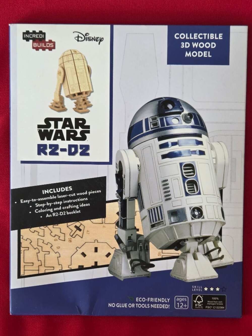 2017 STAR WARS, R2-D2, COLLECTIBLE 3D WOOD MODEL, MINT IN THE BOX!!!
